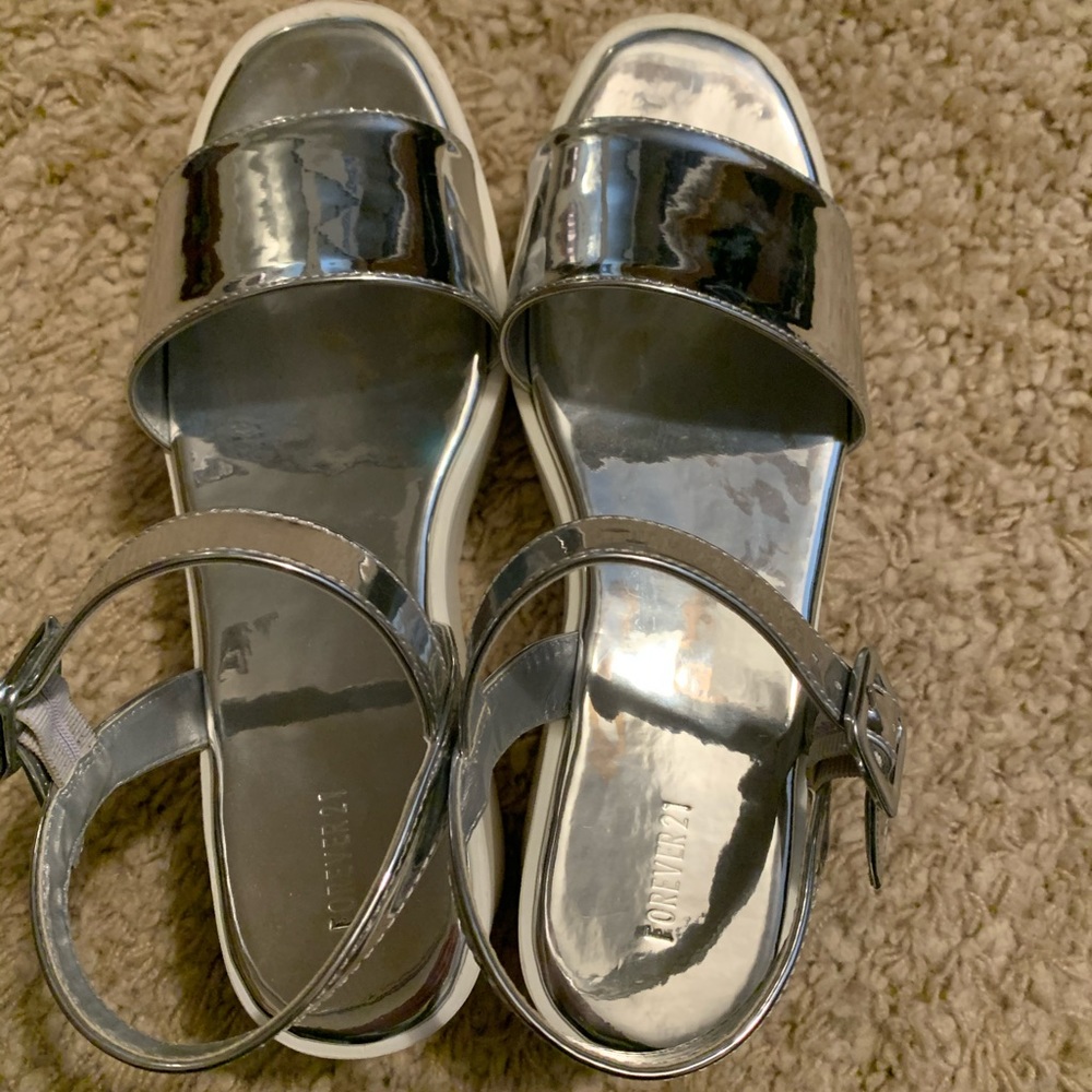 White and Silver Platform sandals